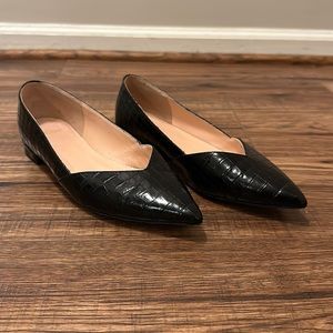 J. Crew Black Croc Flat